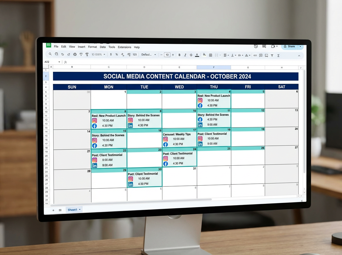 Social Media Content Calendar & Templates sample template 1